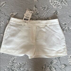 Zara White High-Waist Tailored Shorts